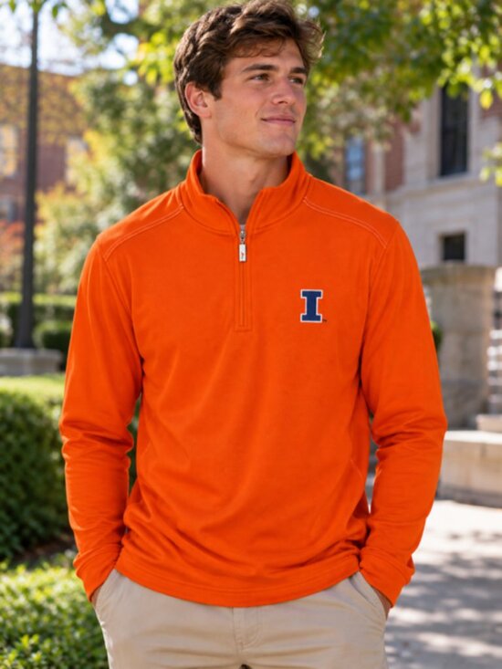 Tommy Bahama Other - Tommy Bahama Illinois Fighting Illini Quarter Zip Pullover Orange Men’s Small